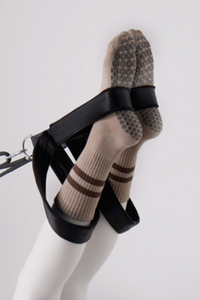 Women's Double-Stripe Crew Yoga Grip Full-Toe Socks