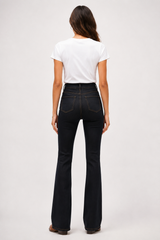 Women's High Waist Double Button Slim Fit Flare Jeans