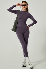 Women's Long Sleeve Shirt And Yoga Leggings Two-Piece Set