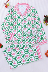 Women's Christmas Tree Printed Christmas Pajama Set