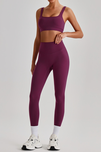 Women's Wide Strap U-neck Bra & High Waist Yoga Leggings Set