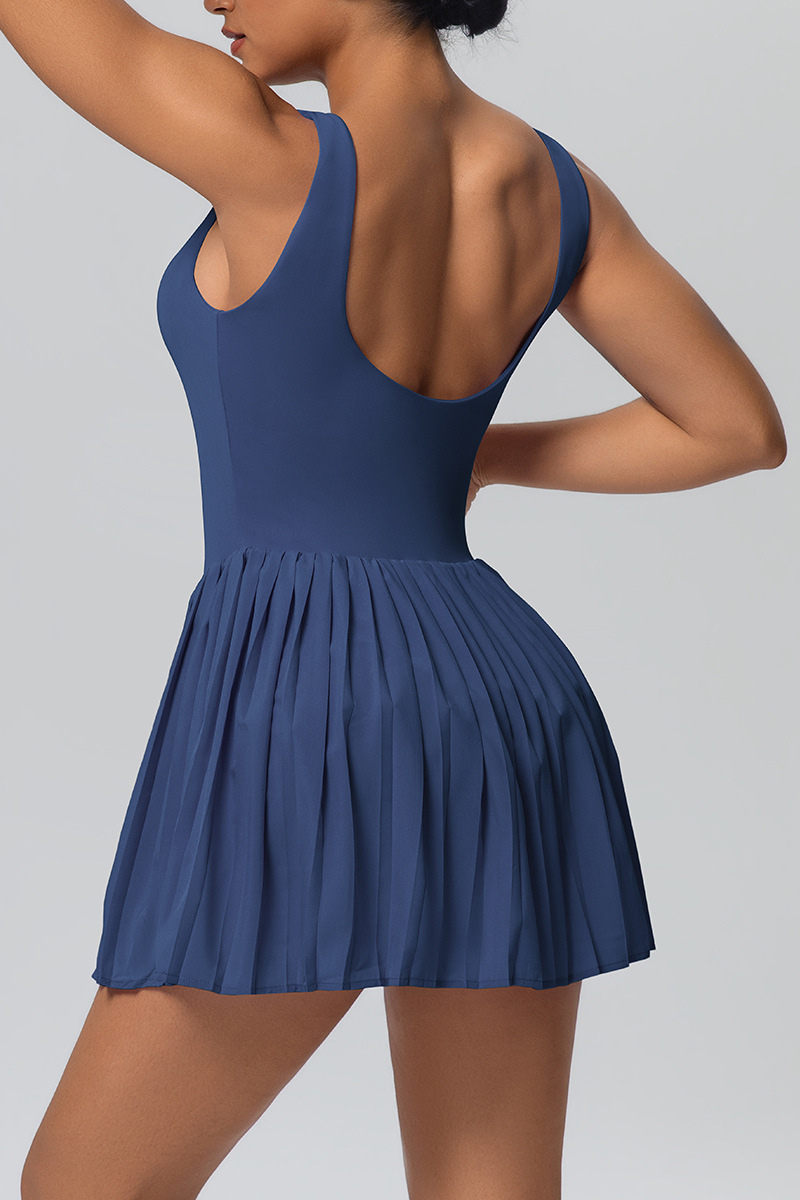 Women's Athletic U-back One-piece Pleated Dress