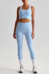 Women's Bare Feel  Cross Back Bra & High Waist Leggings Set
