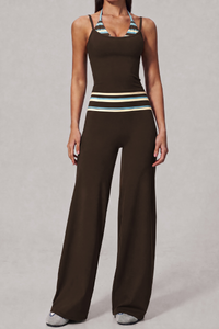 Women's Fall Vintage Halter Tank Top And Fold-Over Pant Sets