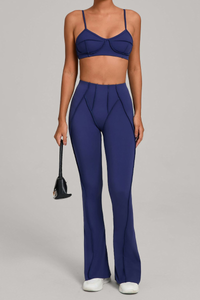 Women's Patchwork Set:Bra And Flare Pants