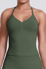 Knit Halter Sports Bra - Seamless Breathable Yoga & Workout Top
