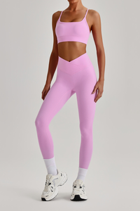 Women's  Crisscross Back Bra & V-Waist Yoga Leggings Set
