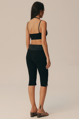 Women's Fake Two Piece Bra & High Waist Capri Leggings Set