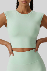 Women's Twist Cut‑Out Back Sleeveless Padded Sports Tank Top