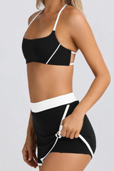 Halter T-Back Sports Bra&High-Waist Split Skort 2-Piece Set