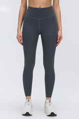 Women's Wide Waist Side Pocket 9/10 Length Leggings