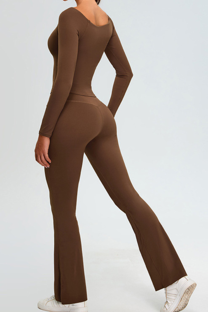 Women's Set:Off The Shoulder Cropped Top And Flare Pants