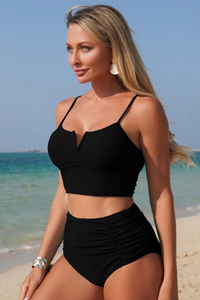 Women's Crop Top Slimming High Waisted Tummy Control Bikini