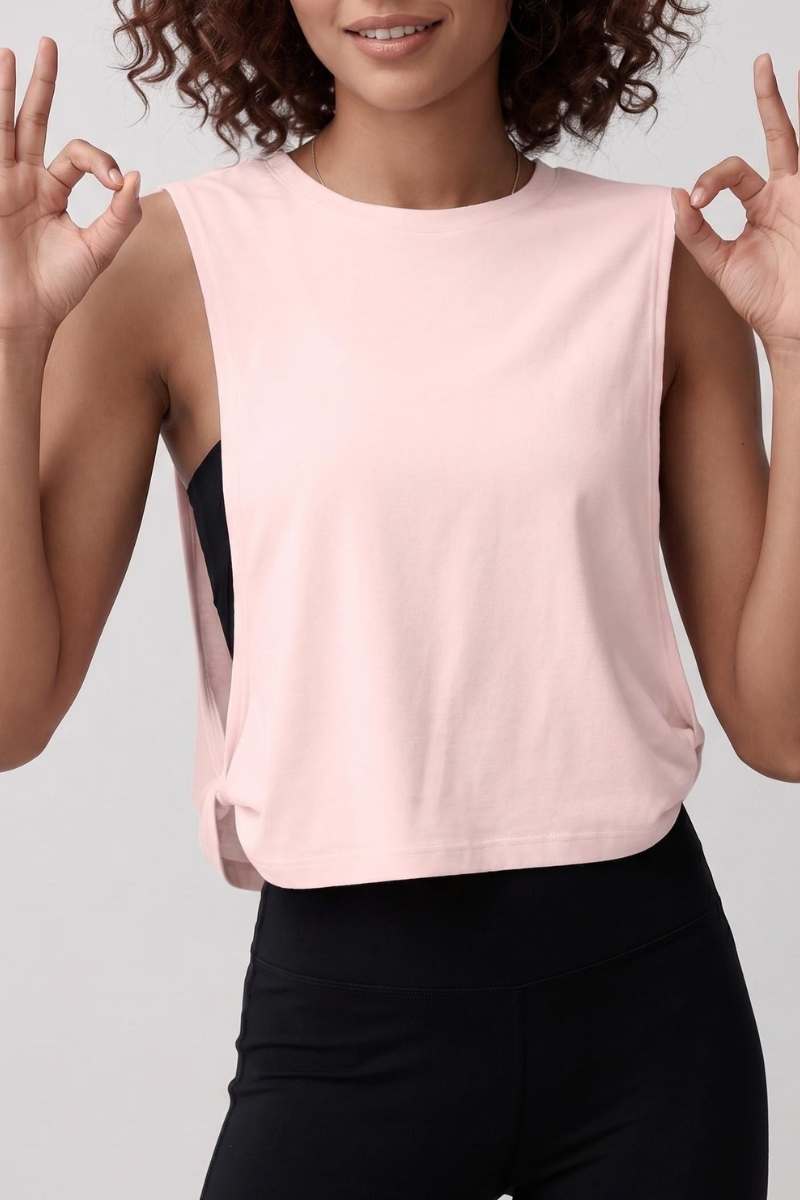 Women's Lightweight Crew Neck High Side Slit Loose Tank Top