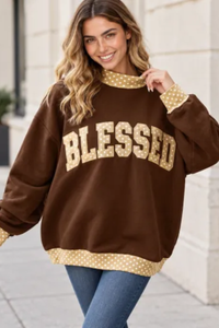 Women's Fall Custom Polka Dot Embroidery Mockneck Sweatshirt