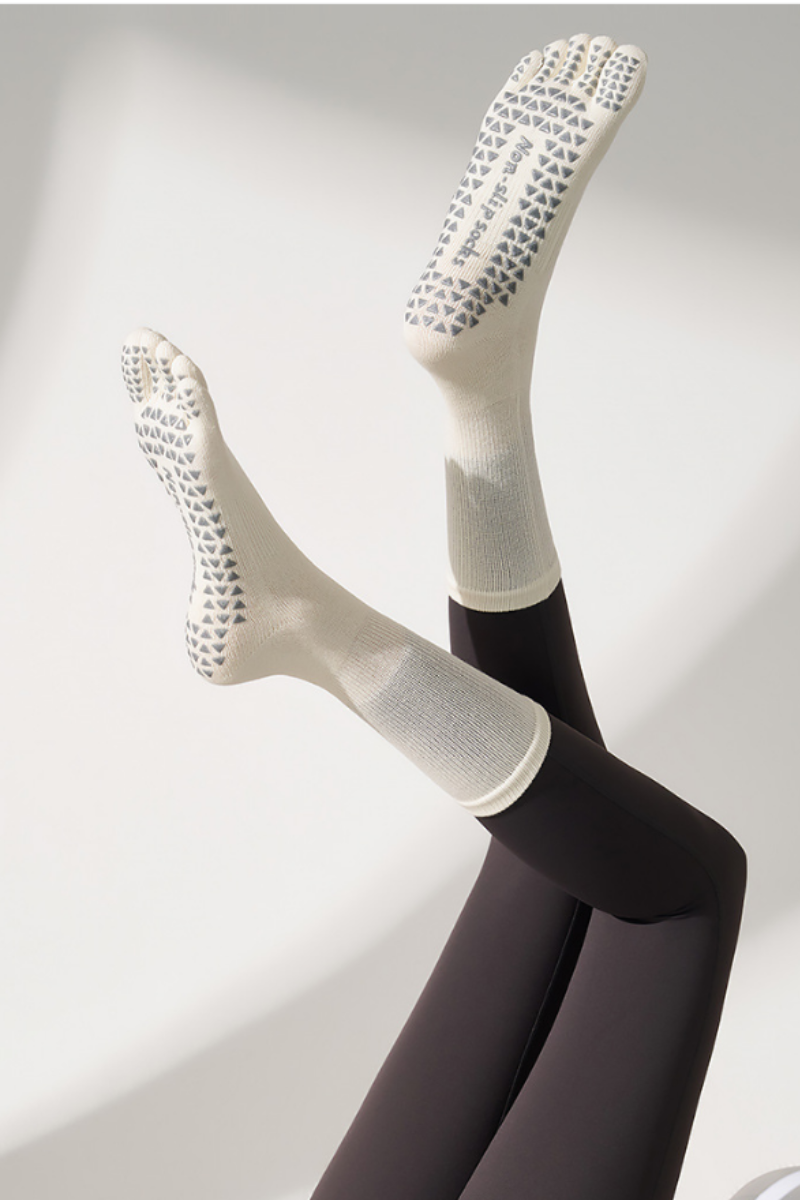 Women's Crew Length Yoga Grip Five-Toe Socks