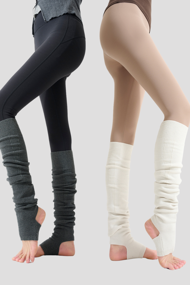Women's Stirrup Slouch Leg Warmers Ribbed Knit Balletcore Yoga Socks