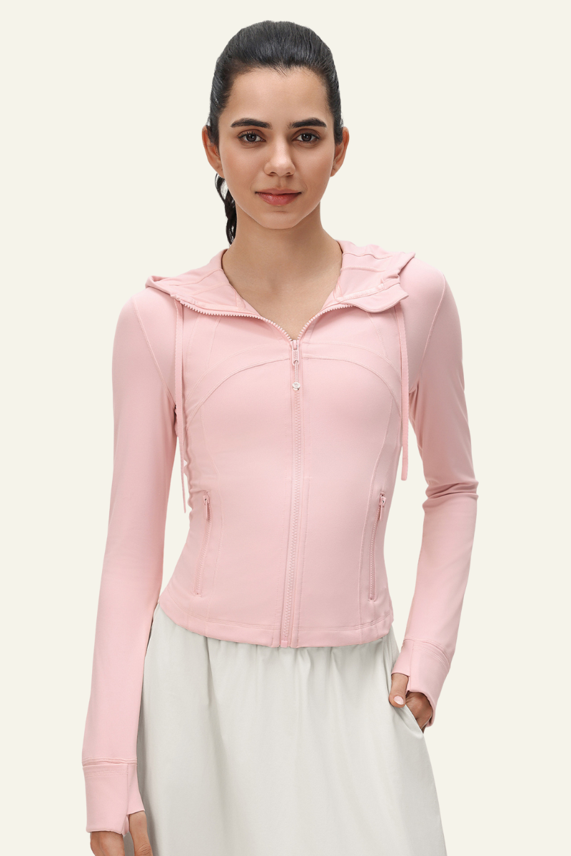 Women‘s Athletic Slim-Fitting Hooded Drawstring Jacket.