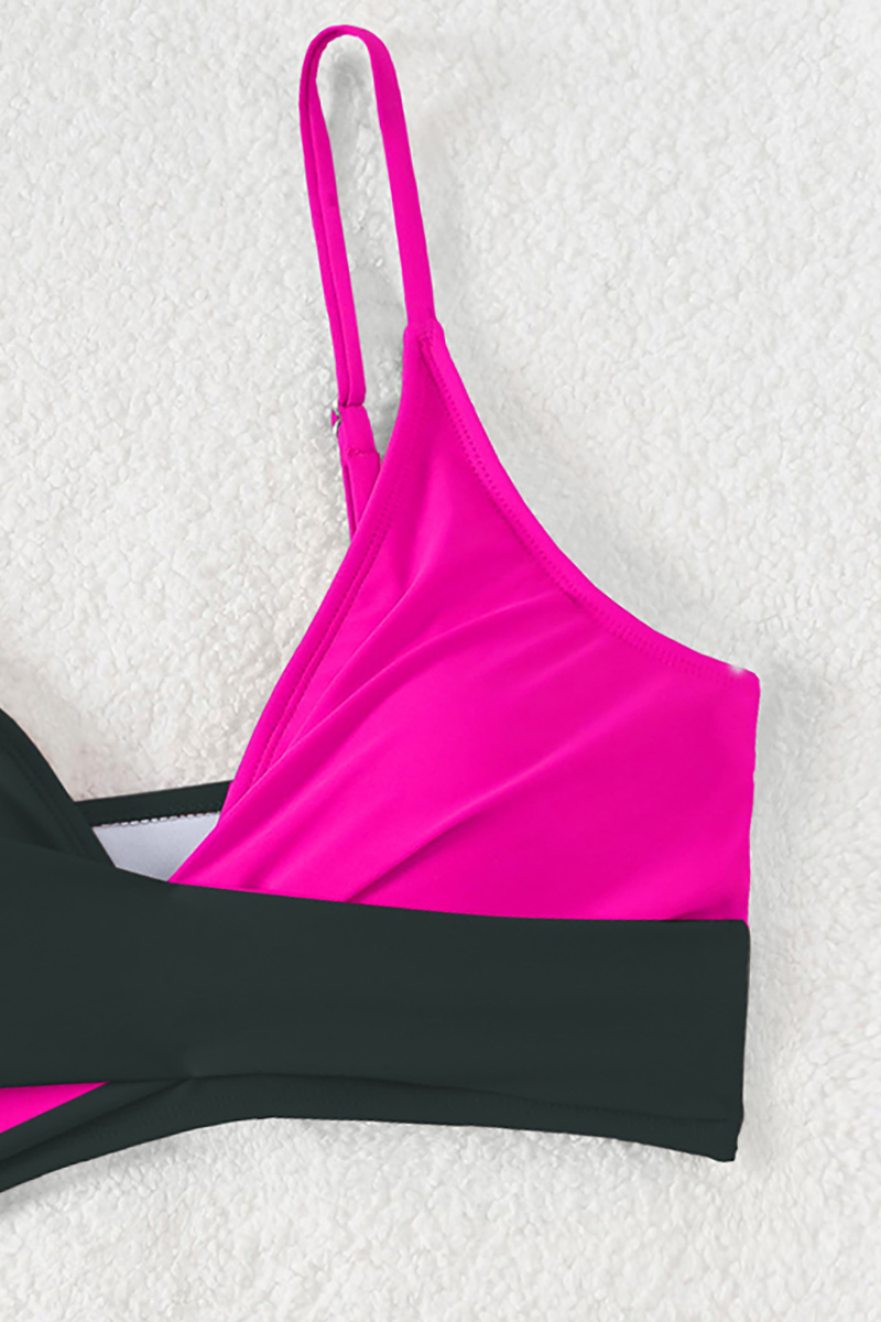 Women's Sexy Color Block Twist Front V-Waist Bikini