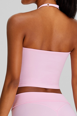 Women's Halter Deep V-Neck Cropped Yoga Sports Tank Top