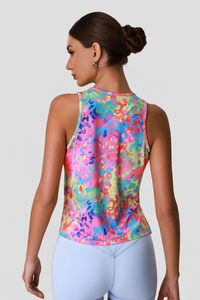 Women’s Multicolor Camouflage Print Side Slit Sport Tank Top