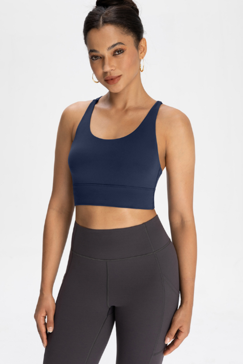 Cross-back exercise sports bra