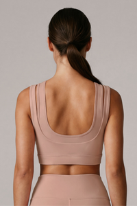 Women's Double Strap Square Neck Cropped Sports Bra