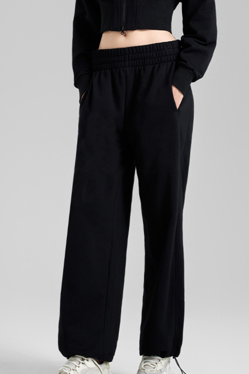 Women's Fall Elastic Waistband Drawstring Hem  Straight Leg Pants