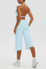 Women's Halter Bra & Wide Leg Yoga Cropped Pants Set