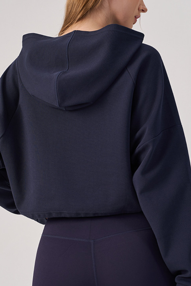 Women's Fall/Winter Drawstring Cropped Finger Cuffs Hoodie
