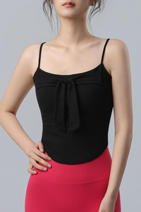 Women's Bow Decor Thin Strap Padded Yoga Cropped Cami
