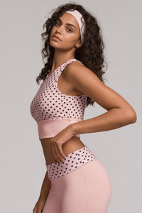 Women's Polka Dot Set:Tie-Back Cropped Tank Top & Flare Pant
