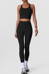 Women's Sports Sets:Cross Back Bra And Side Pocket Leggings