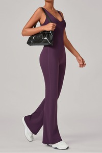 Women's Athletic U-neck Backless One-piece Jumpsuits