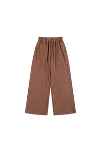 Unisex Fall Washed Adjustable Drawstring Hem Sweatpants