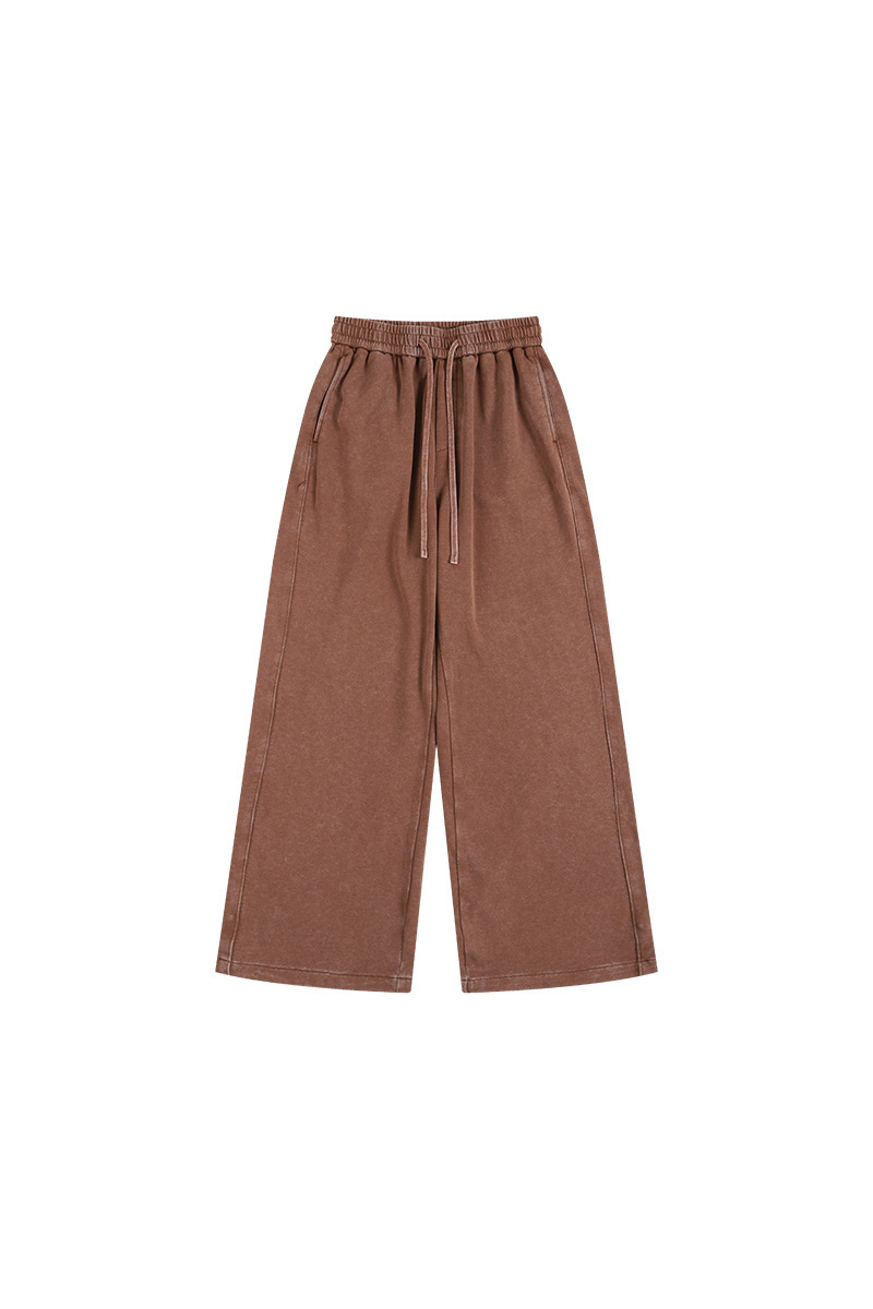 Unisex Fall Washed Adjustable Drawstring Hem Sweatpants