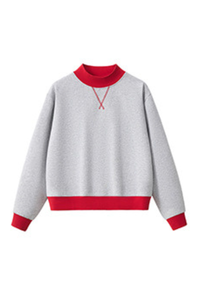 Women's Fall Cozy Fleece Mock Neck Color Block Sweatshirt