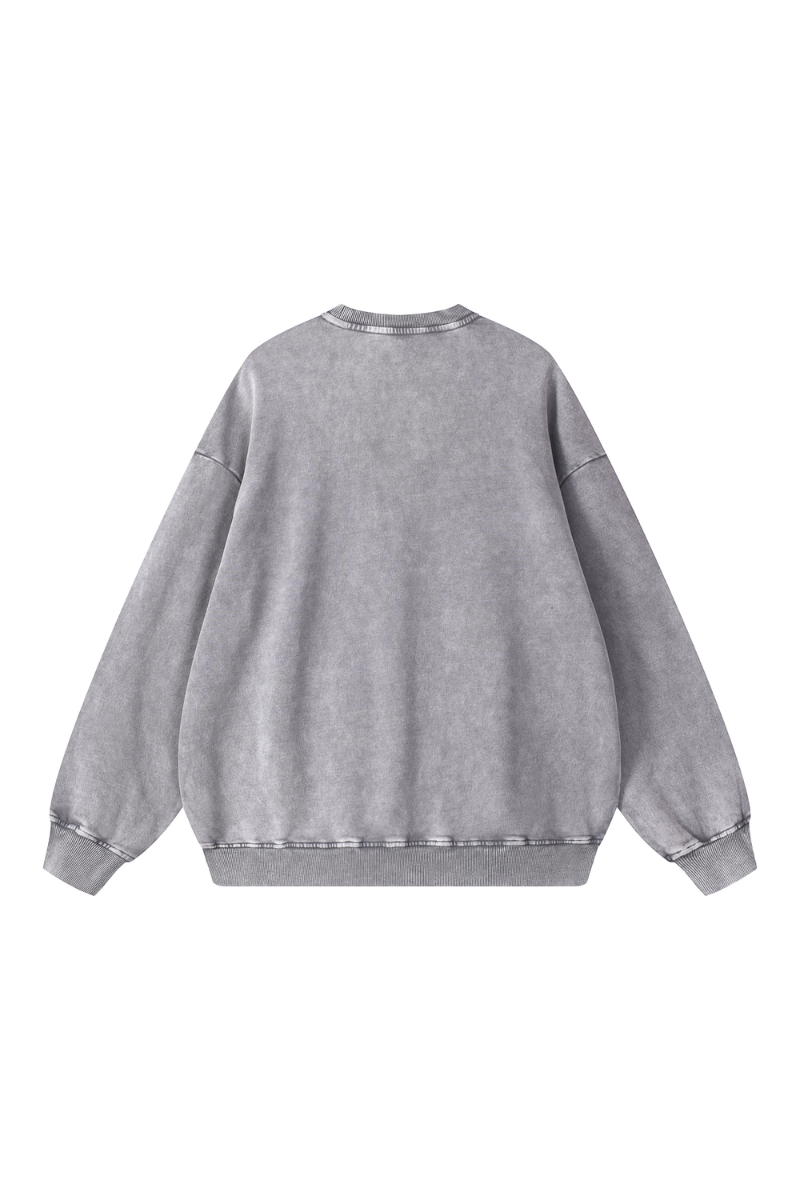 Unisex Fall 100% Cotton Snow Washed Crewneck Sweatshirt