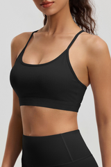Women's Mesh Spliced Beauty‑Back Padded Sports Bra