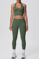 Women's Seamless Set:Halterneck Bra And High Waist Leggings