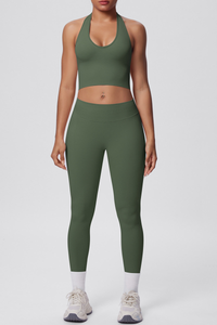 Women's Seamless Set:Halterneck Bra And High Waist Leggings