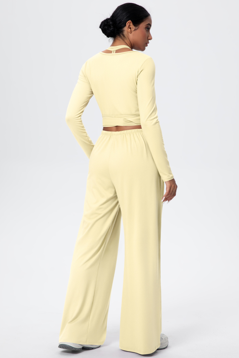 Women’s 3-Piece Set:Halterneck Top & Long Sleeves Top & Pants
