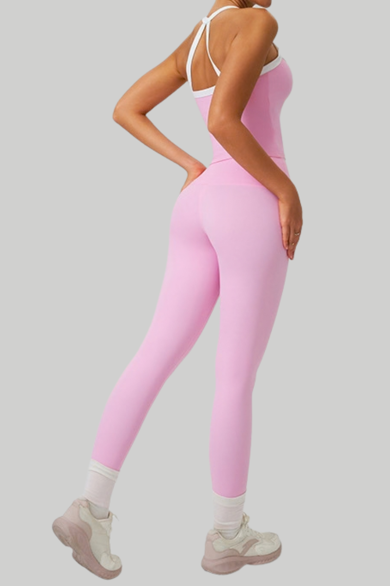 Women's Color Block Tank Top And Leggings Yoga Workout Set