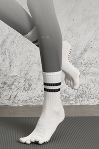 Women's Striped Crew Yoga Grip Five-Toe Socks