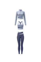Women Color Block 3-Piece Sport Sets:Bra & Jacket & Leggings