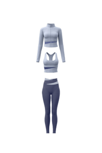 Women Color Block 3-Piece Sport Sets:Bra & Jacket & Leggings