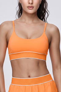 Women's Color Block Ribbed Thin Strap Sports Bra