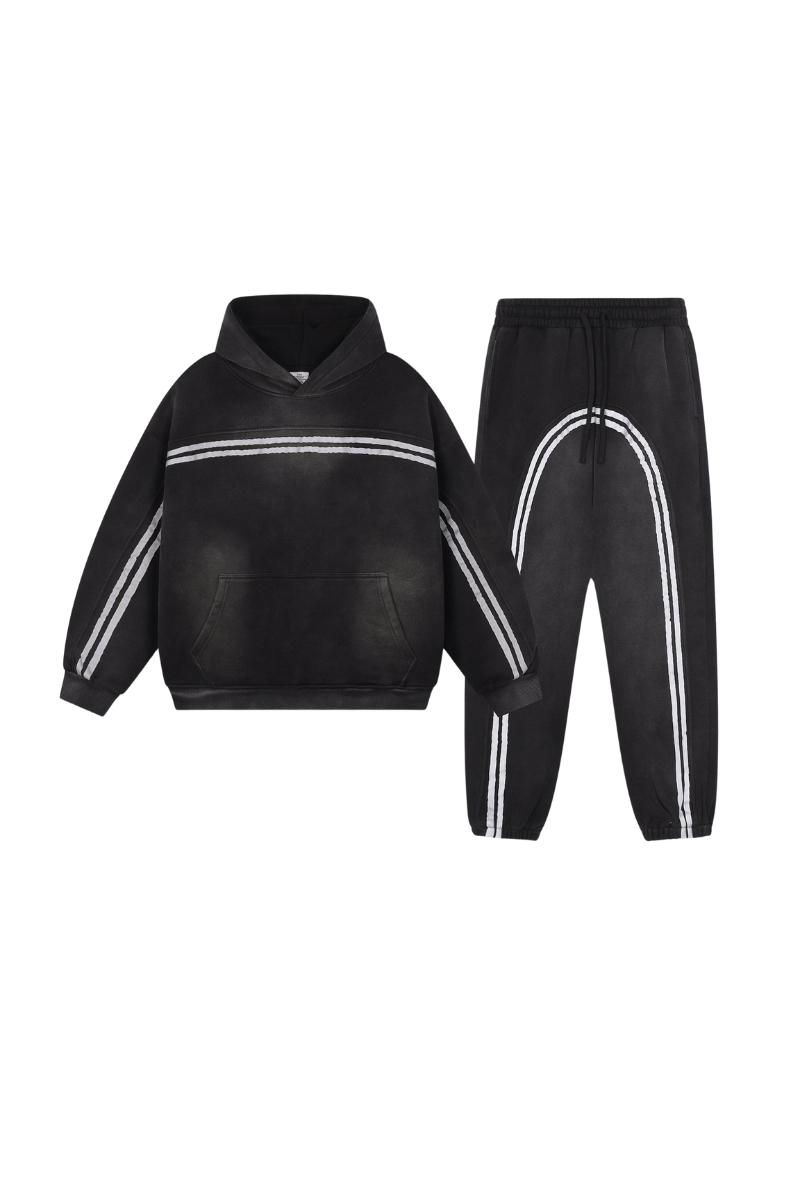 Vintage-style hooded sweatshirt set