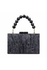 Women's Pearl Handle Acrylic Box Clutch Bag
