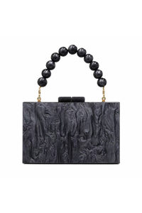 Women's Pearl Handle Acrylic Box Clutch Bag
